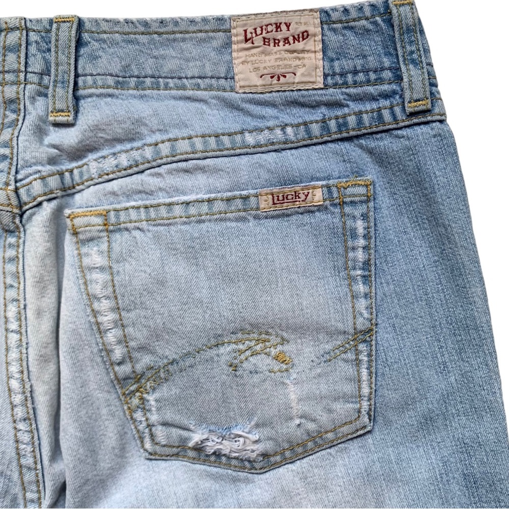 Vintage Lucky Brand Jynxie Boyfriend Cropped Distressed Capri Jeans Sz 8
